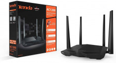 Router wireless Tenda AC6, AC1200, dual-band 300mbps, 4 antene, negru foto