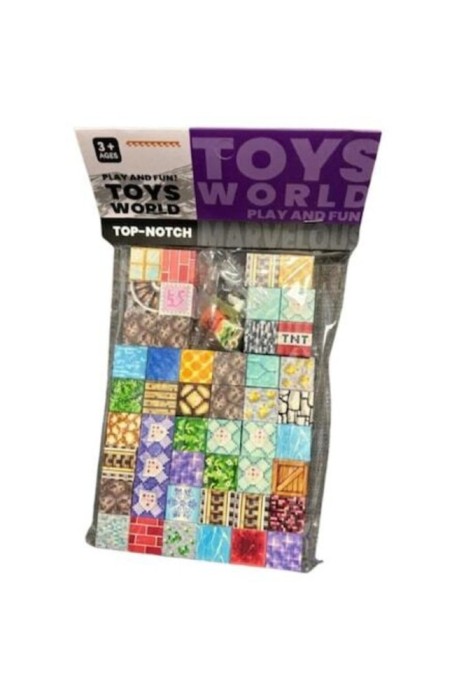 Set puzzle Minecraft, cuburi magnetice, 48 de piese + figurină, multicolor