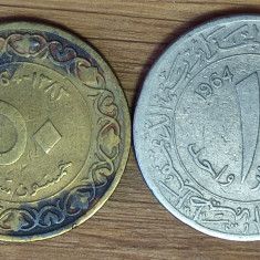 Algeria -set 2 monede rarute an unic batere- 50 centimes + 1 dinar 1964 frumoase