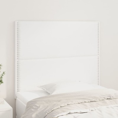 vidaXL Tăblii de pat, 2 buc, alb, 100x5x78/88 cm, piele ecologică 3116277 foto