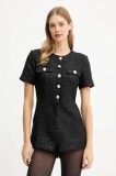 Bardot salopetă culoarea negru, 60098PB