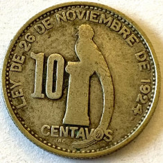 GUATEMALA 10 CENTAVOS 1944, ARGINT 720, KM#239.1, RARA