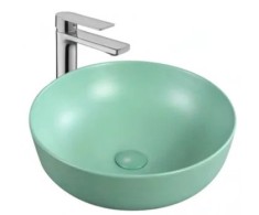 Lavoar pe Blat, Rotund, Verde, Menta, Ceramica, Colectia Art Basin, Model LX-7175, Dimensiune 415 x 415 x 135 mm