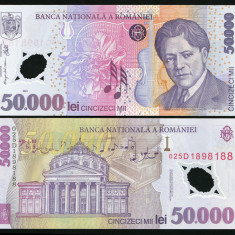 BANCNOTA 50000 LEI 2001 ( 2002 ) POLIMER DIN FISIC UNC NECIRCULATA