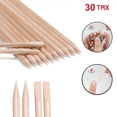 Set Bețișoare Manichiură, 30 Bucăți, V&amp;acirc;rf Plat și Ascuțit, 10 cm foto