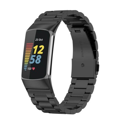 Curea metalica Edman 3Z pentru Fitbit Charge 5, Negru foto