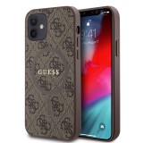 Husa iPhone 12 Guess 4G Ring Classic Logo MagSafe, maro, GUHMP12MG4GFRW