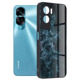 Husa telefon compatibila honor 90 lite, glass spate din sticla securizata, blue nebula, Techsuit