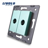 Cumpara ieftin Priza dubla TV Livolo verde, montaj &icirc;n doza, design premium din sticla