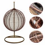 Cumpara ieftin Fotoliu suspendat, cadru otel, utilizare interior/exterior, 103x107x195 cm, maro, fara perne,RESIGILAT