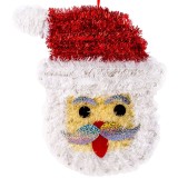 Decoratiune Perete Tinsel, Moș Crăciun Suspendabil, Plastic, Metal, Roșu, Alb, 32x24cm