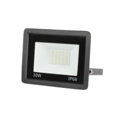 Proiector LED exterior 30W 6000K, lumina rece, impermeabil IP66, iluminat rezidential, curte, gradina, industrial, comercial, negru