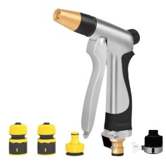 Set 5 Piese Pistol de Irigat Deli, Metal si Plastic, Viteze Variabile, Distanta Pulverizare 8 m, Buton de Blocare, Pistol pentru Irigat, Pistol de Uda foto