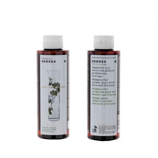 Șampon natural KORRES cu aloe vera și dictam pentru păr normal/tern 2x250ml