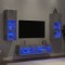 vidaXL Unități TV de perete cu LED-uri 6 piese gri beton lemn compozit 3216618