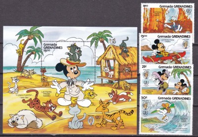 Grenada Grenadines 1985 Disney Twain MI 721-724 + bl. 101 MNH foto