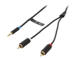 Cablu Jack 3,5mm la RCA x2 3m Aurit Negru
