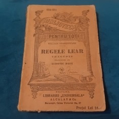 Carte tragedie - Regele Lear de William Shakespeare / Biblioteca pentru Toti perioada interbelica 184 pagini !