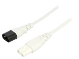 Cablu IEC C7 mamă - IEC C8 tată 1,8m alb 2,5A 2x0,75mm&sup2; PVC