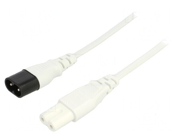 Cablu IEC C7 mamă - IEC C8 tată 1,8m alb 2,5A 2x0,75mm&sup2; PVC