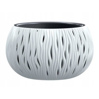 Ghiveci decorativ de flori, rotund, alb, 29x19.5 cm, Sandy Bowl foto