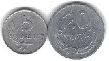 POLONIA Lot / 2buc - 5 + 20 GROSZY 1962