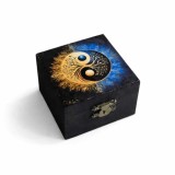 Cutie patrata din lemn cu simbol Yin Yang &ndash; 210000