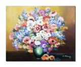 Tablou pictat manual, Vaza cu flori, parfum de sarbatoare, 50x40cm ulei pe panza, Constantin Feraru