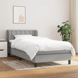 Cumpara ieftin Pat box spring cu saltea, gri deschis, 90x190 cm, textil