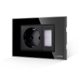Cumpara ieftin Priza Schuko cu lampa de veghe si rama din sticla Luxion, 3M, negru