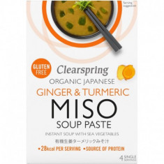 Pasta pentru Supa Miso Instant cu Ghimbir si Turmeric Bio 4x15 grame Clearspring