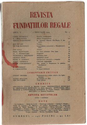 Revista Fundatiilor Regale 1 ian/1943 Camil Petrescu M. Sadoveanu Ion Pilat foto