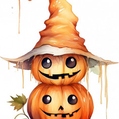 Sticker decorativ, Halloween, Portocaliu, 75 cm, 8444ST-12