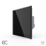 Intrerupator touch Livolo cap scara/cruce din sticla, ZigBee EC, negru