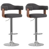 Cumpara ieftin Scaune de bar 2 buc. gri inchis lemn curbat si material textil