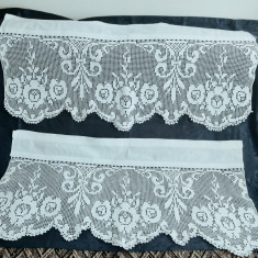 Set 2 buc draperii vintage, dantelă lucrată cu iglița