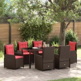 vidaXL Set de masă pentru grădină 7 pcs Maro Rattan poli