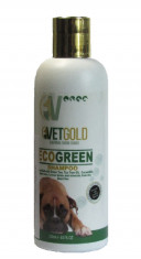 Sampon Vetgold Ecogreen, cu ceai verde, castravete, Aloe Vera, saruri de la Marea Moarta, pentru caini si pisici, 250 ml foto