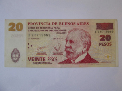 Argentina 20 Pesos 2001 Provincia Buenos Aires foto