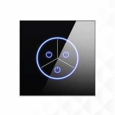 Intrerupator smart, UE standard, Tuya Smart life, Wifi 2, 4GHz+bluetooth, 3 butoane, panou de sticla, compatibil cu Alexa si Google Assistant, N+L, st
