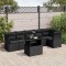 Set canapele de gradina cu perne, 7 piese, negru, poliratan