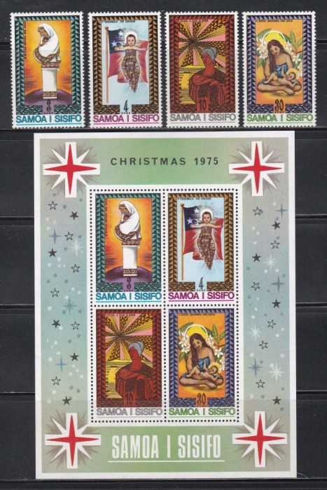 Samoa 1975 - Crăciun, Serie + Colita, MNH