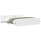 Cumpara ieftin Cadru de pat cu tablie de cap si picioare, alb, 200x200 cm