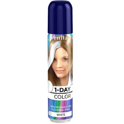 Spray colorant pentru par fixativ Venita, 1-Day Color, nr 01, nu contine amoniac sau oxidanti, Alb foto