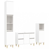 Cumpara ieftin Set mobilier de baie, 3 piese, alb, lemn compozit