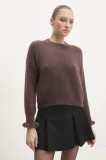 Answear Lab pulover din amestec de lana femei, culoarea maro