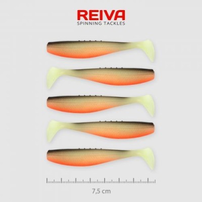 Shad Reiva Flat Minnow Alb-Negru-Rosu 7.5cm 5buc/plic foto