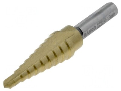 Burghiu conic pentru tablă subțire 4-12mm, 9 pași foto
