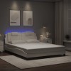 VidaXL Cadru de pat cu lumini LED, alb, 160x200 cm, piele ecologică 3214030
