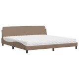 Cumpara ieftin Pat cu saltea, Dover, cappuccino, 200x200 cm, piele ecologica